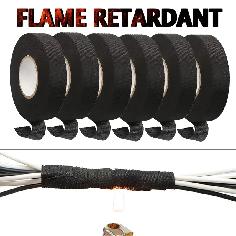 15/25MM High Temp Heat-resistant Wire Harness Wrapping Tape  Self-Adhesive Automotive Wiring Harness Fabric Tape Noise Damping