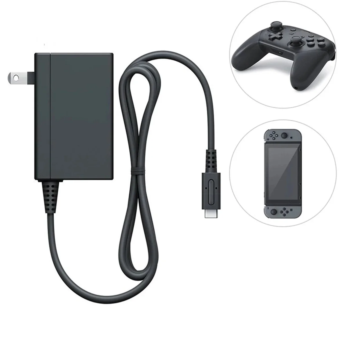 Adaptor daya 24W untuk Nintendo Switch, adaptor pengisi daya cepat, colokan ringan, adaptor pengisi daya ponsel, colokan AS