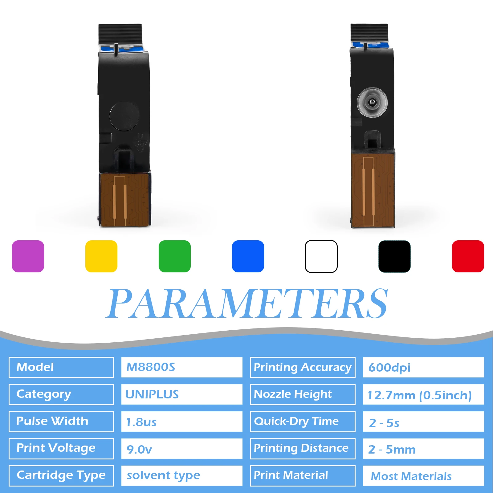 Prime TIJ Online Handheld Inkjet Printer Cartucho, secagem rápida, tinta solvente à prova de água, original, on-line, 12.7mm, 1 2 3 5 pcs