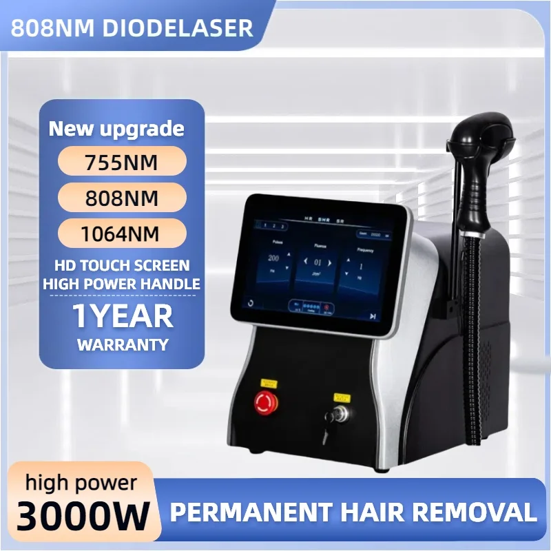 

Portable High Power Ice Cooling Triple Laser 755 808 1064 Device Diode Laser 3 Wavelength Painless 808nm Hair Removal Machine