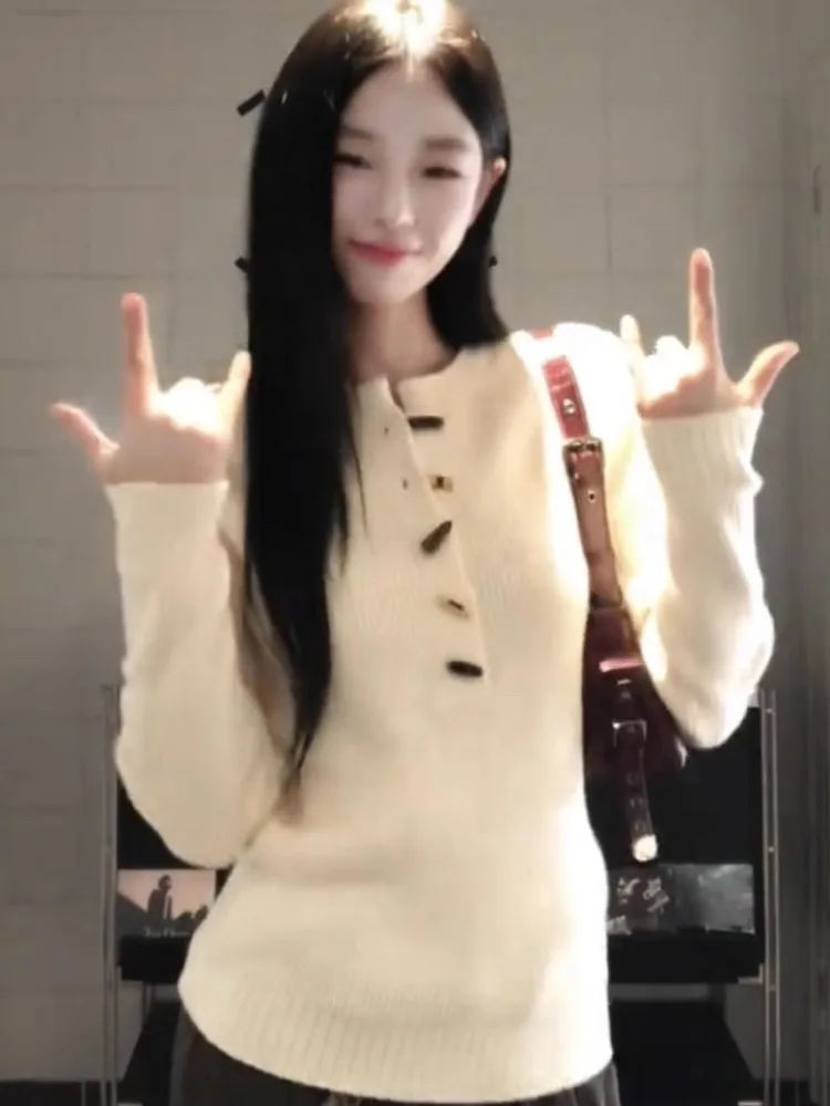 Coreano Sle tejido Henry Collar Base irt Mujer Otoño Invierno Slim Fit Hermoso diseño Ropa interna Top Lana suave Lo...