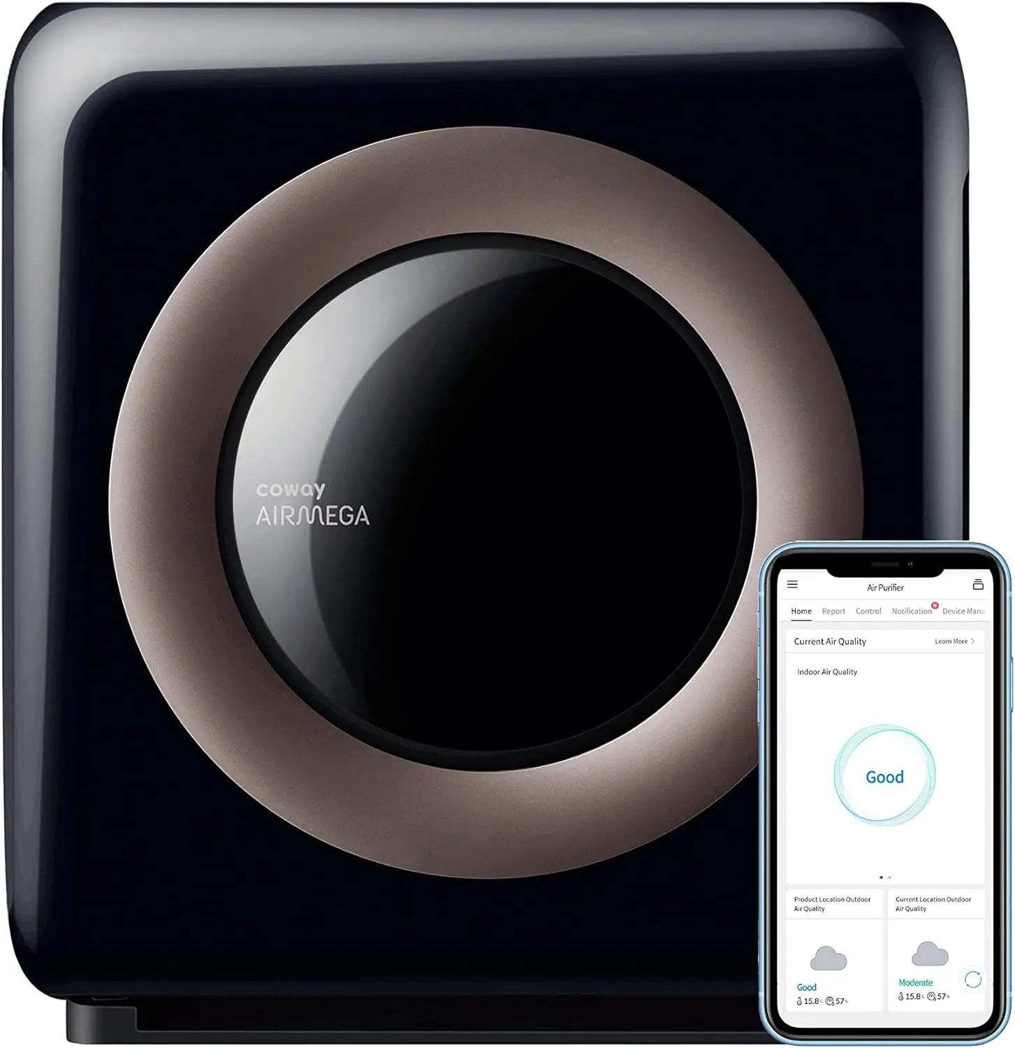 Smart Technology, Compatible with Amazon Alexa True Air Purifier, Black/Bronze