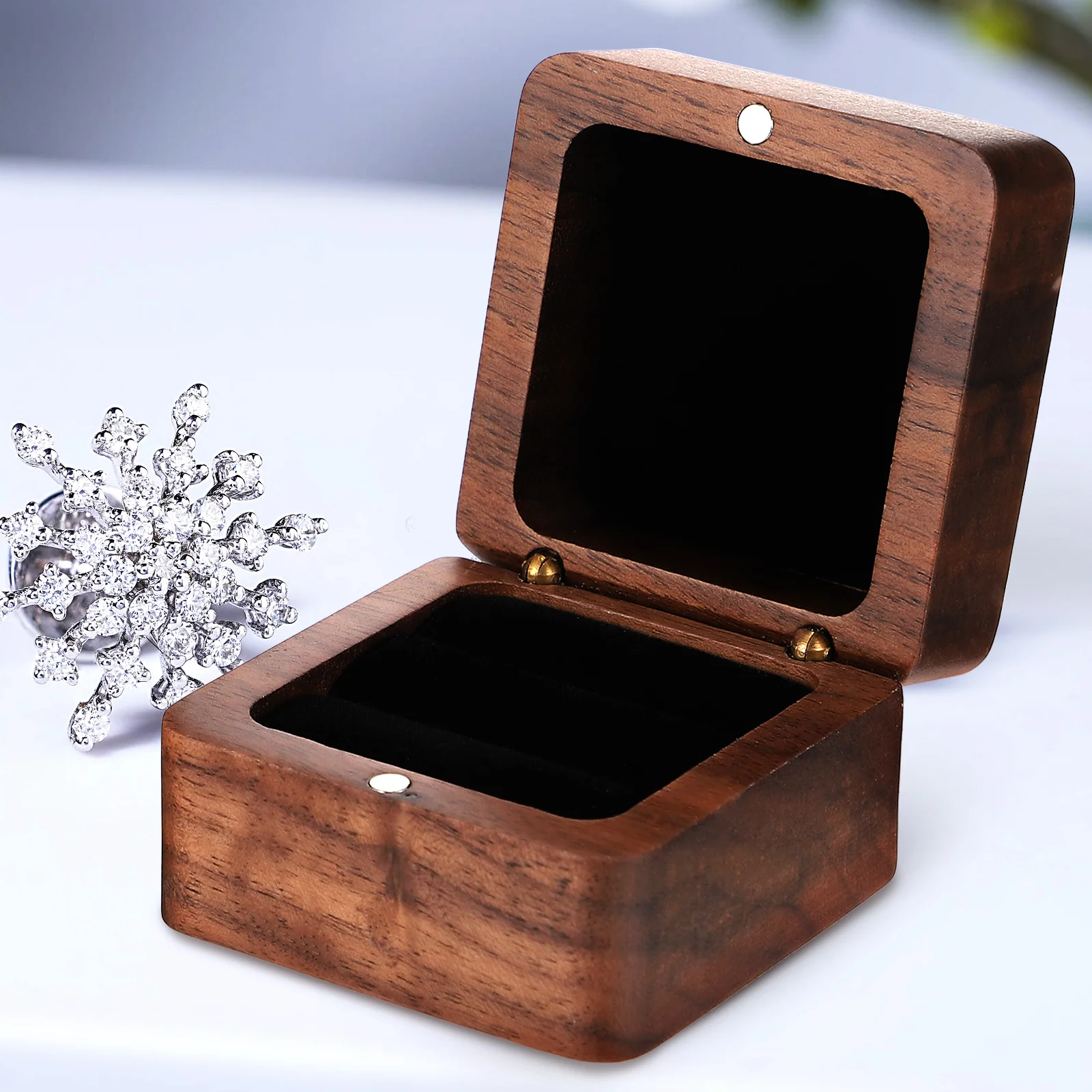 

Wooden Ring Box Durable Compact Waterproof for Proposal Engagement Wedding Ceremony Wedding Ring Organizer Case