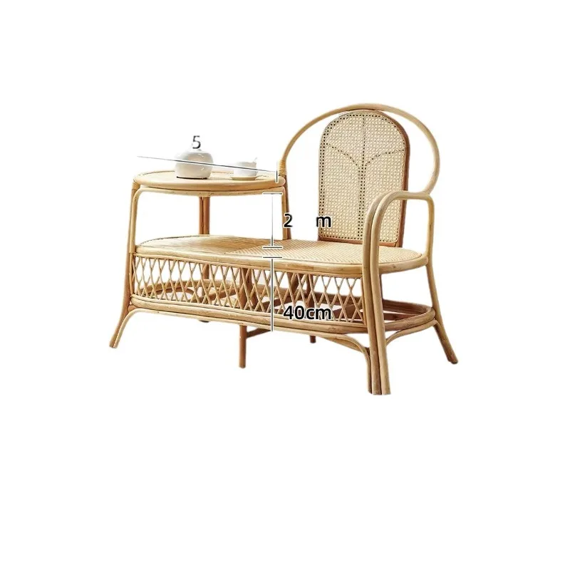 

Nordic retro style single rattan sofa chair coffee table one body living room balcony leisure chair
