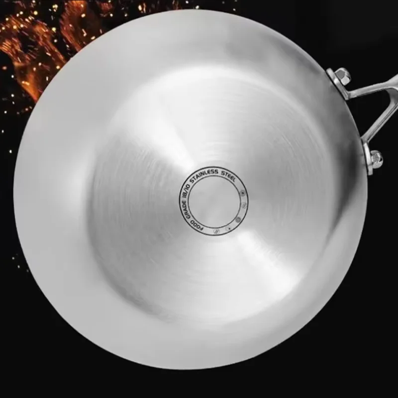 مقلاة جديدة من الفولاذ المقاوم للصدأ 304، وعاء غير لاصق، وعاء ستيك مقلي غير مطلي، تجهيزات المطابخ المطبخ لموقد الغاز والطباخ التعريفي #6