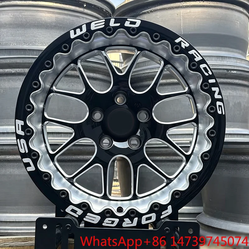 15 17 Inch Custom Beadlock Wheels Forged Gloss Black Matte Split Spoke 5*114.3 5*120.65 6*139.7 Fit for SRT8 C5 C6 RX-7