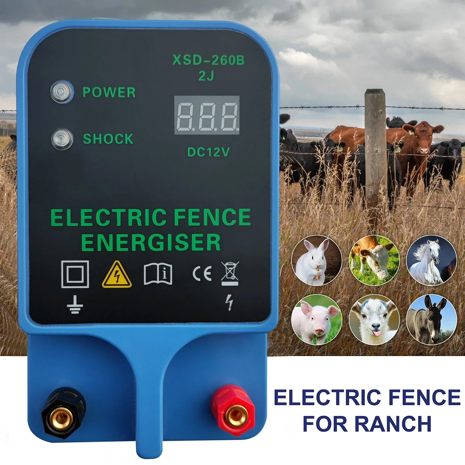 10Km Electric Fence Energizer Host for Farm Output Voltage 10.5KV Controller for Sheep Cattle Horse Poultry Fence Energizer Tool