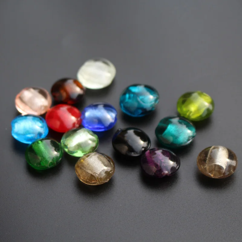 10Pcs 15.5mm 20mm Lampwork glass beads Round Flat Foiled Multi-Color for jewelry Bracelet Necklace Earring &DIY Craft Fashion