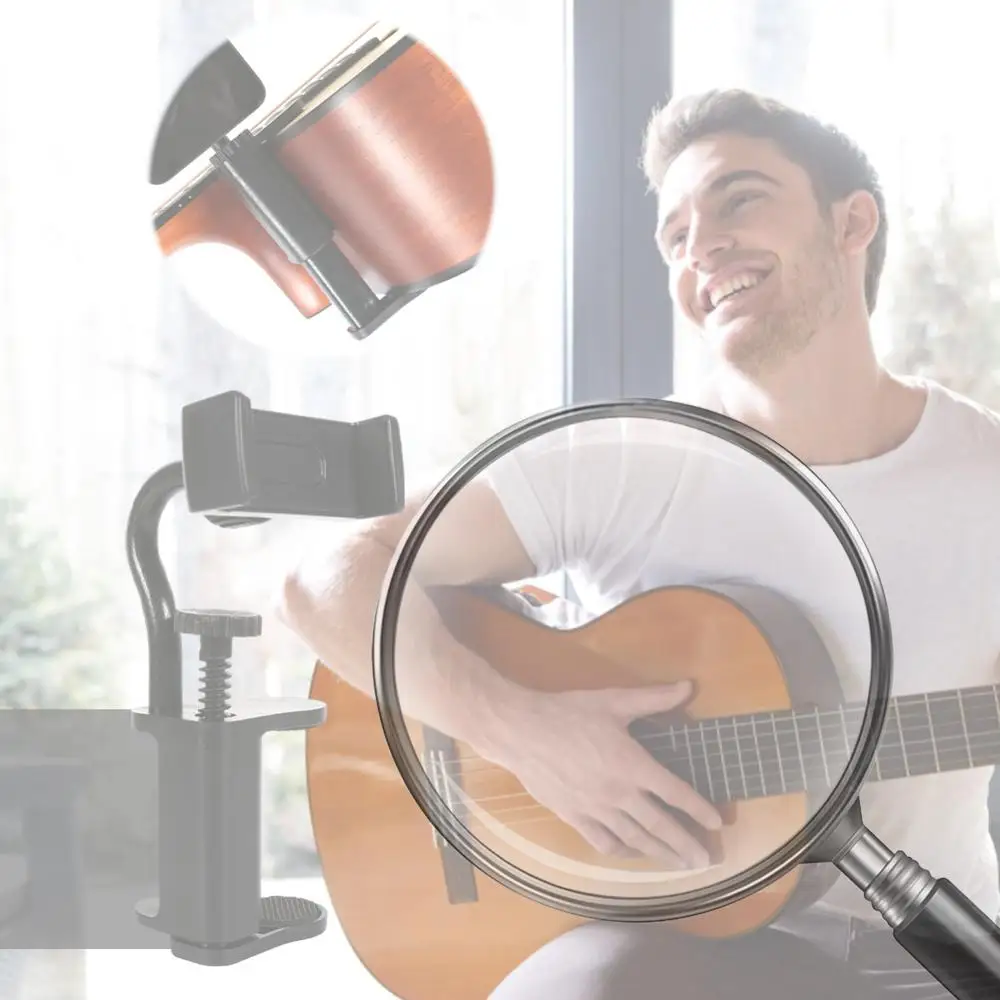 

Держатель для телефона в виде гитары, регулируемая подставка для телефона, многофункциональная подставка для гитары для записи видео, видеозвонков и стриминга