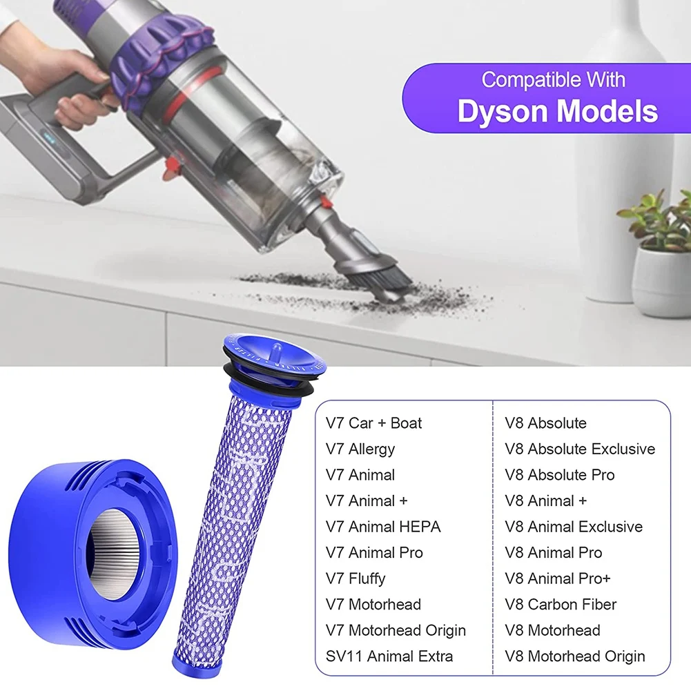 مجموعة فلاتر بديلة لملحقات المكنسة الكهربائية Dyson V7 V8، تحل محل رقم الجزء 965661 -01 967478 -01