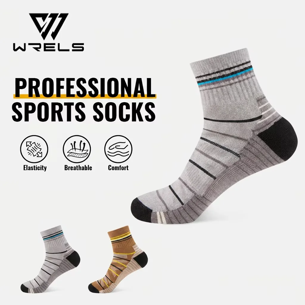 

WRELS 1/2/3 Pairs Merino Wool Running Socks Ankle Compression Camping Socks Men Women Breathable Outdoors Athletic Socks