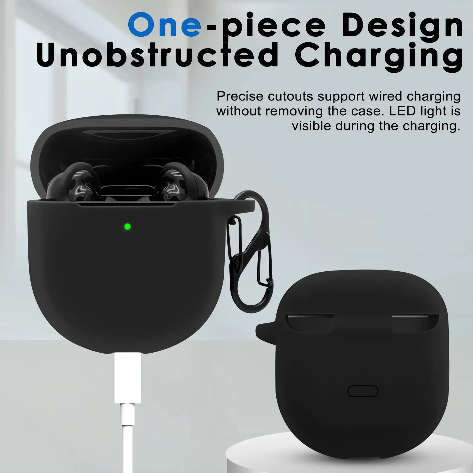 غطاء حماية من السيليكون مقاوم للغبار والصدمات لسماعات الأذن Bose QuietComfort II 2 QC2 TWS المانعة للضوضاء مع حلقة تسلق