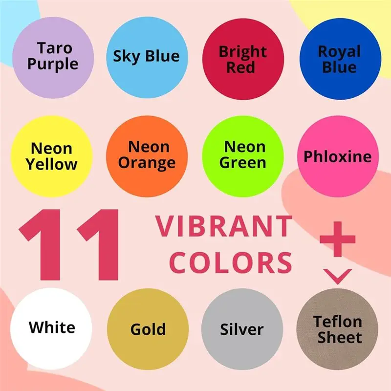 ABNM HTV Heat Transfer Vinyl - 12 Pack HTV Vinyl, 11 Different Colors Iron On Vinyl And 1 Teflonsheet, HTV 12X10 Inch HTV