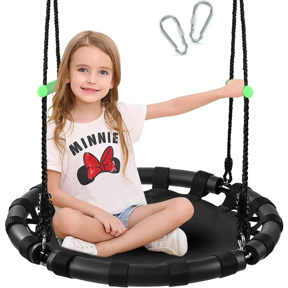 

24-Inch Diameter Tree Swing- 1 Inch Diameter,1MM Thick Sturdy Steel Frame with Thick Foam Pipe Cover and Durable PP Mat