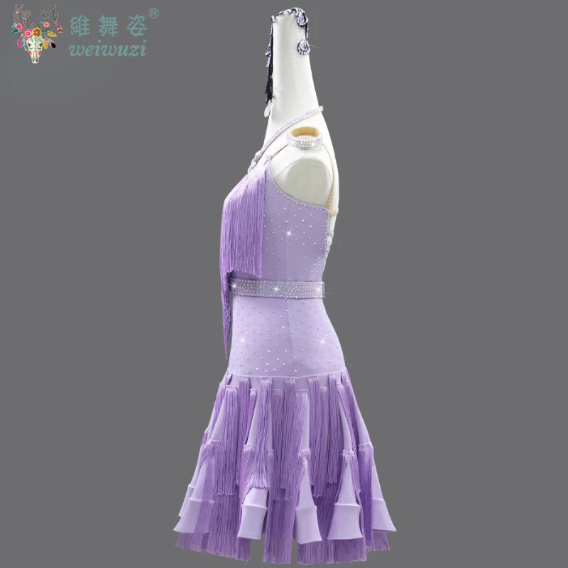 Vestidos de dança latina para mulheres, personalizados, flores requintadas, borla, saia rabo de peixe, adultos e crianças, trajes de performance latina