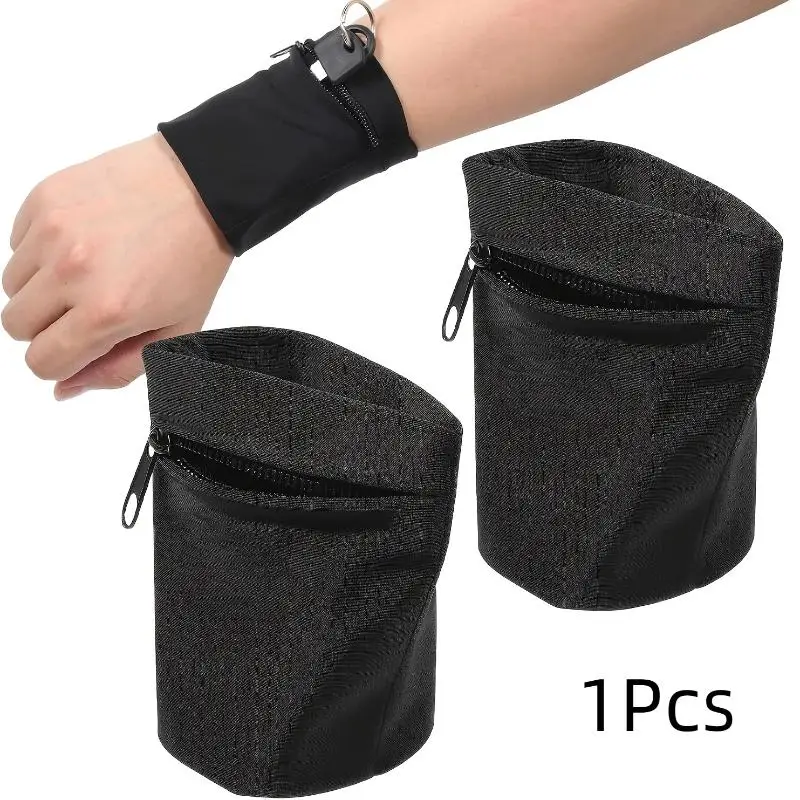 Lightweight Wrist Wallet With Secure Zipper Pocket And Breathable Stretch Fabric Perfect For Running Jogging Gym Outdoor Sports