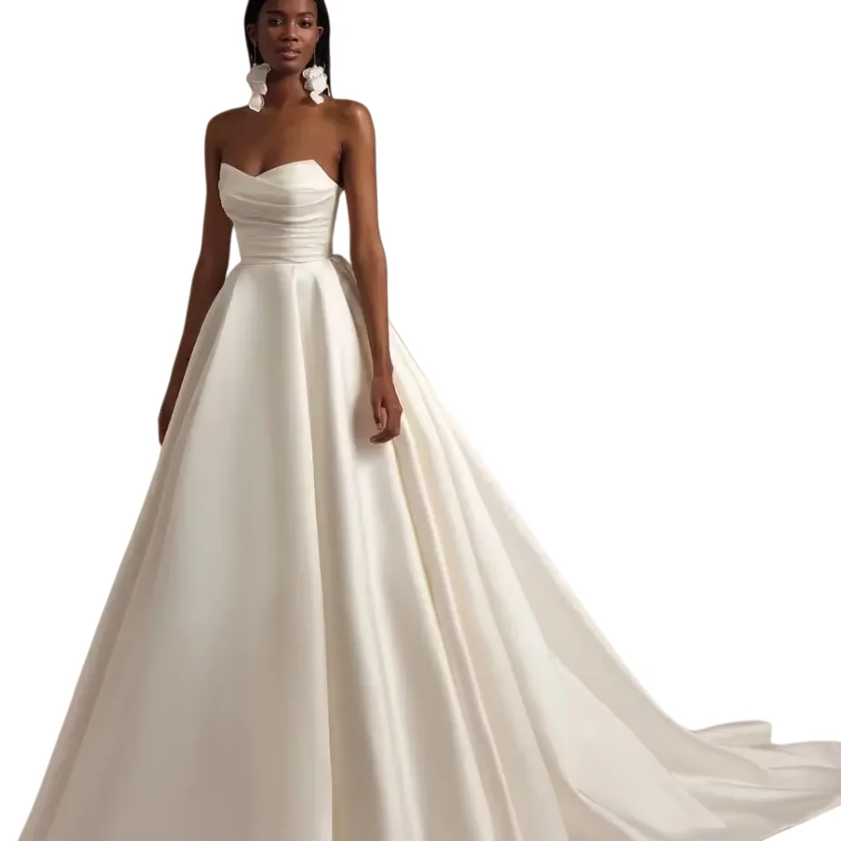 Customized vestidos de novia Floor Length Sweetheart A-Line Long Tail Backless For Women To Measures Charming Bridal Gowns image 6