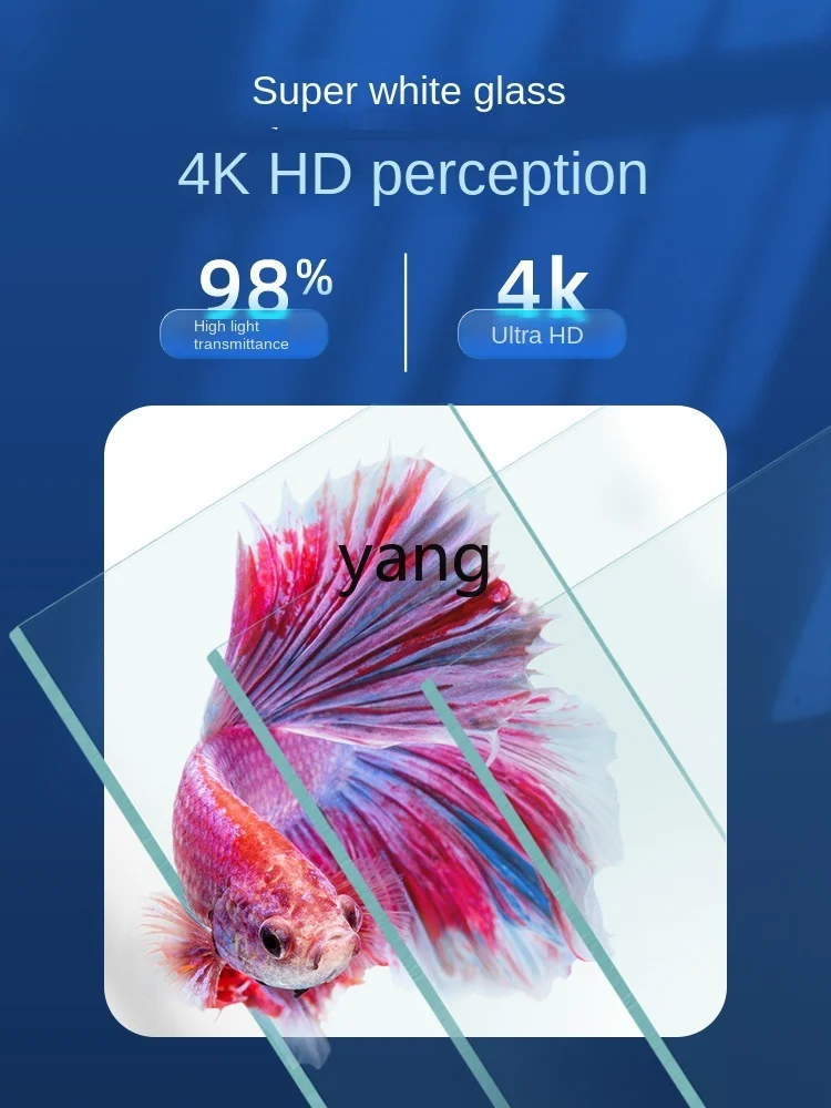 yjq Small Living Room Ecological Super White Glass Mini Desktop Betta Tank Home Aquarium