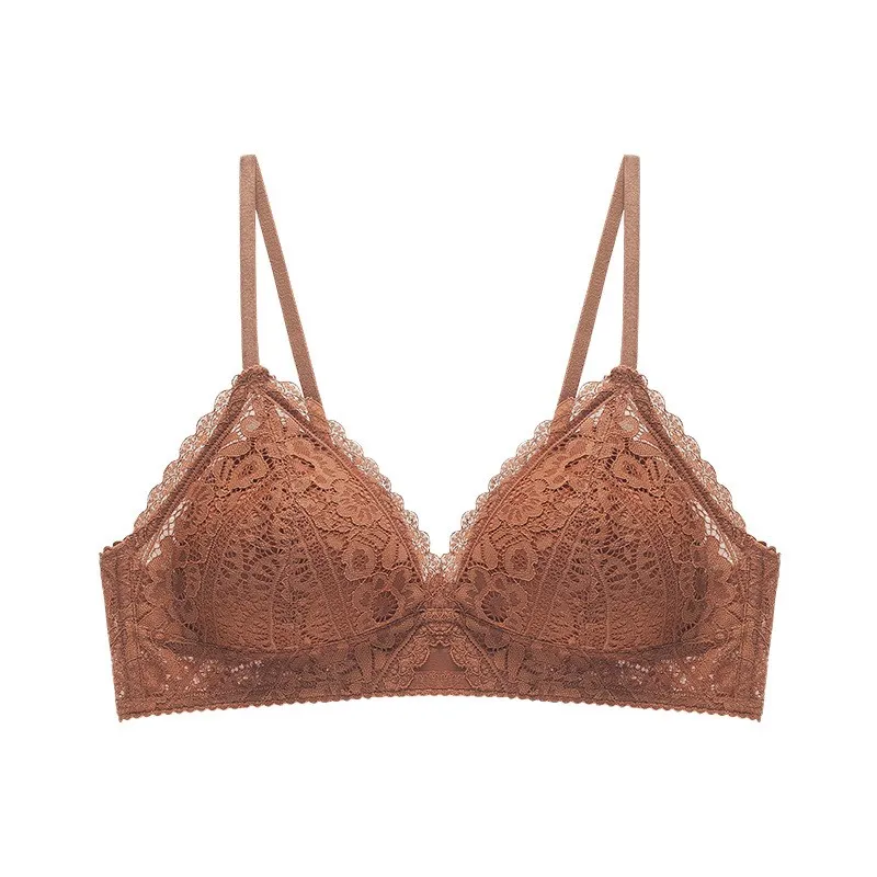 

Seamless Cup Bra Women's Gather Anti-Sagging Fine Strap Lace Bra Sexy Women's Underwear Milk Chest InqlwA8h