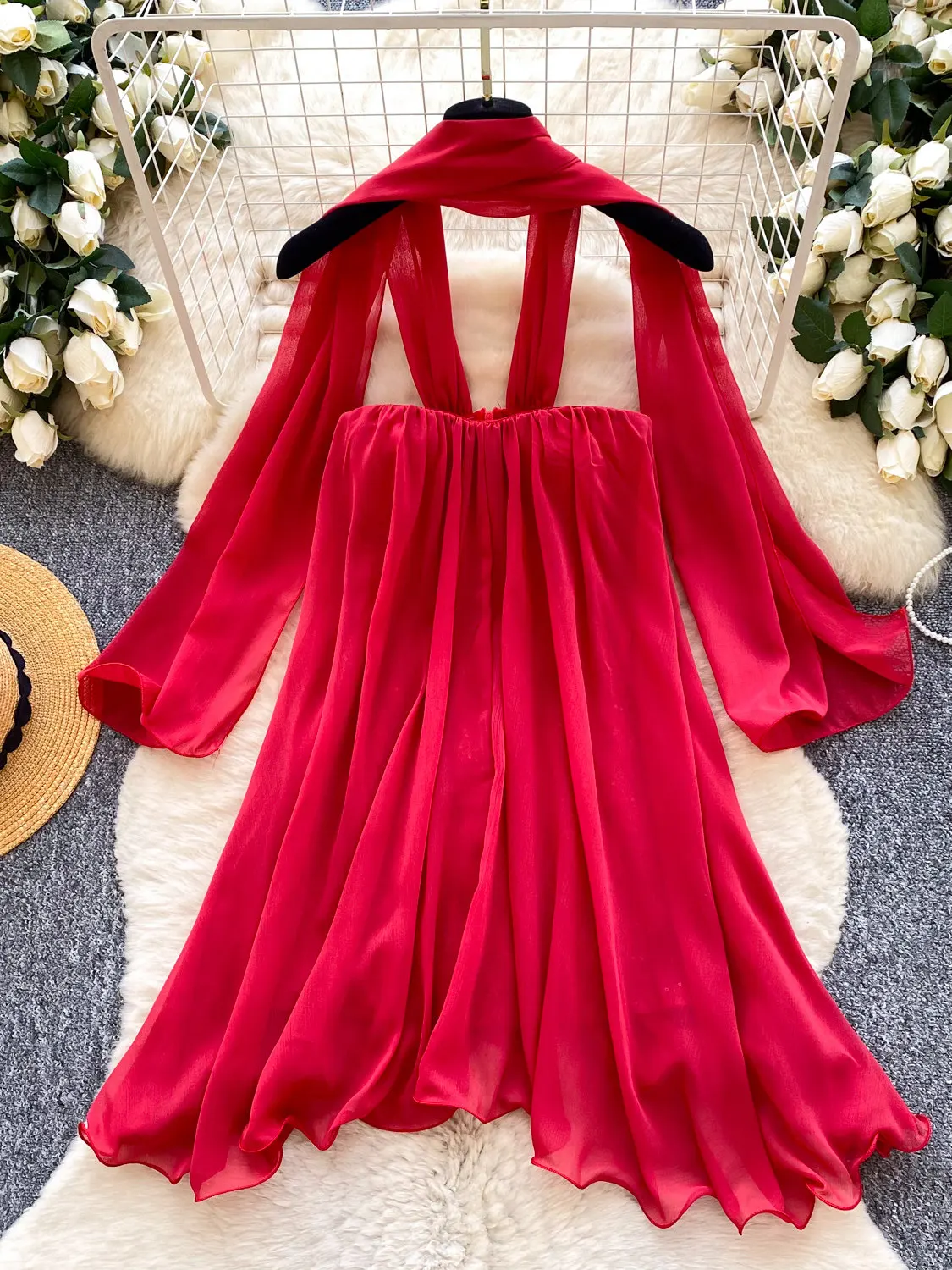 Frauen Kleid Koreanischen Stil Off-Schulter Ärmelloses Verband Kleid Krawatte Slim Fit Gesmokt Midi Kleid für Sommer Urlaub Weibliche DS301