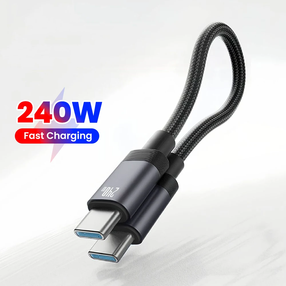 15CM/20CM Short Type C To Type C Cable Magnetic Braided 240W Fast Charging Cable for iphone 15 16 17 Samsung Dual Type C Cable