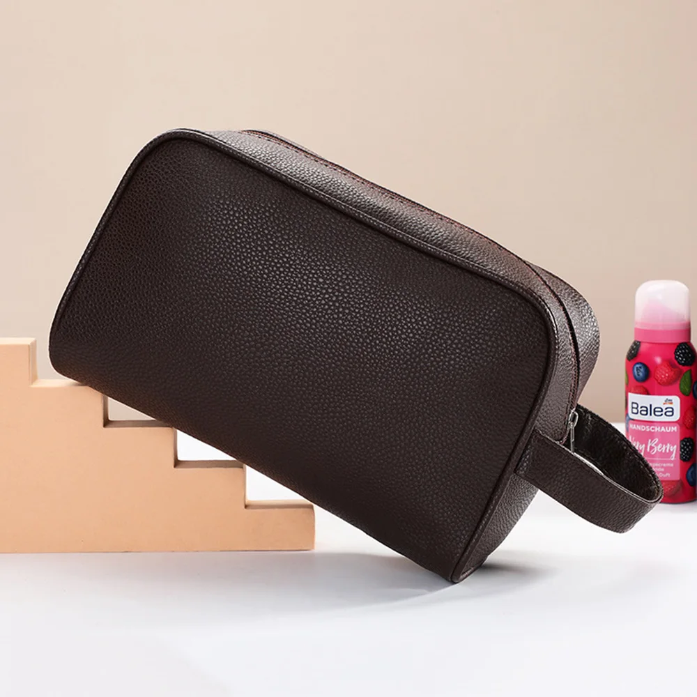 Bolsa de cosméticos grande portátil para hombre y mujer, estuche de cuero para maquillaje, Kit de aseo de viaje, organizador, bolsos impermeables,