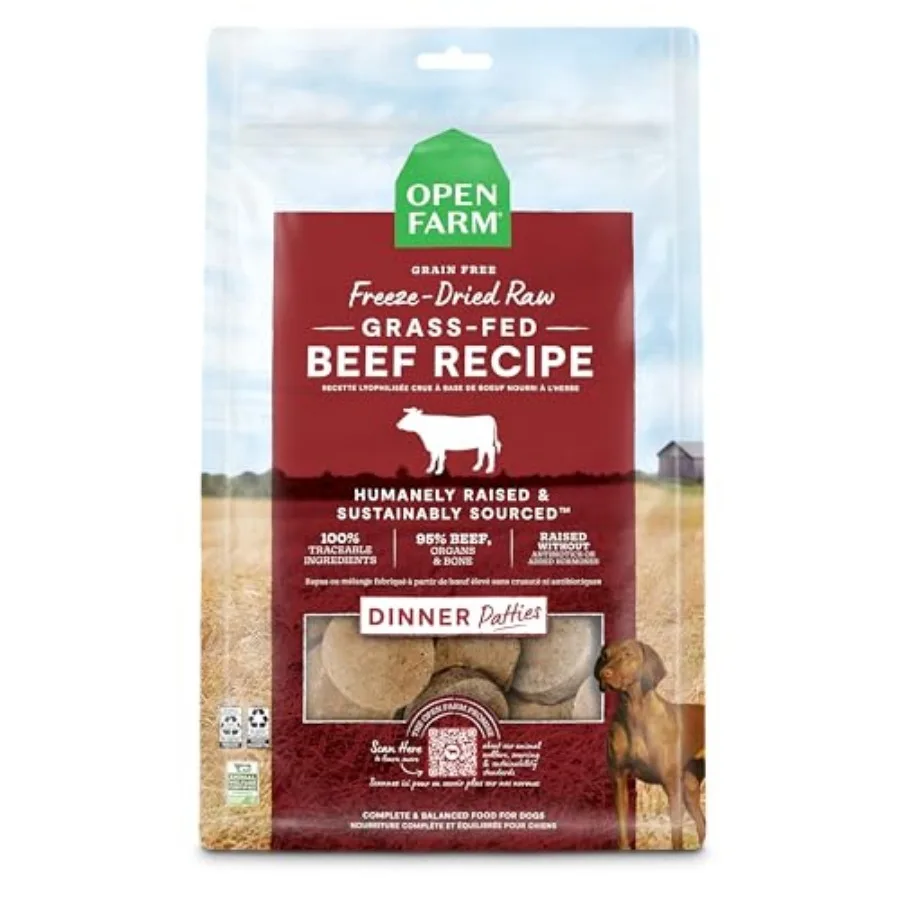 

Freeze Dried Raw Dog Food Patties with 95% Meat Organs and Bone Complete Meal or Freeze Dried Dog Food Mixer - Recipe 17.5oz Ba