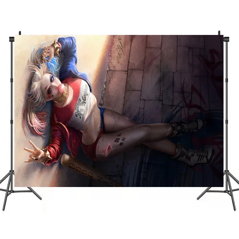 DC Anime Figure Suicide Squad Harley Quinn DC villains Background Cloth Home Decoration Party Supplies Fans Birthday Gifts