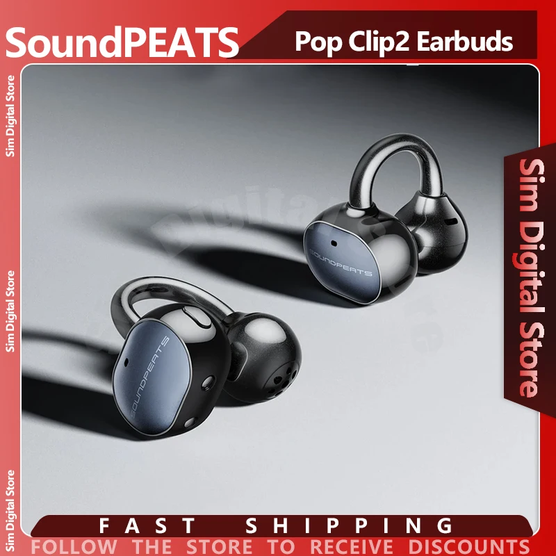 SoundPEATS Pop Clip2 Bluetooth 6.0 Earbuds 42H Battery