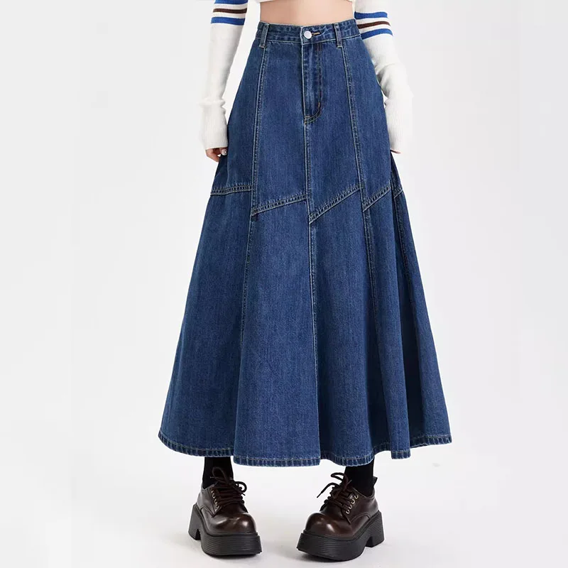 Fashion Vintage A-Line Denim Skirts For Women Clothing Casual High Waist Slim Long Spring Summer Saias Femme Jeans Skirt 2026