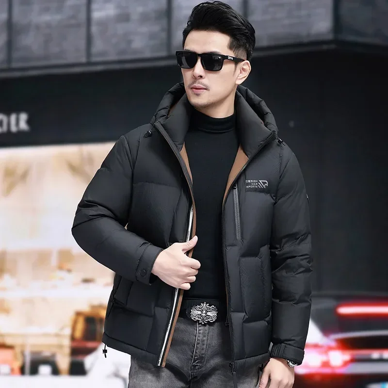 Short Down Jacket Hooded Padded Duck Down Male Padding Lightweight Padded Jackets Casual Man Sack Warm Man Winter Coat