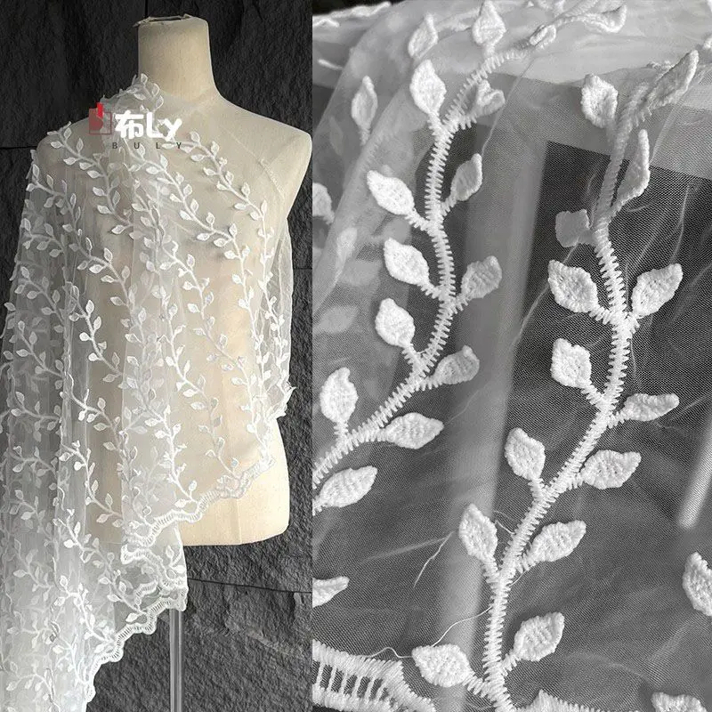 

Жаккардовая сетчатая ткань с рисунком листьев, для декора своими руками, фонов, штор и одежды, креативный дизайнерский материал