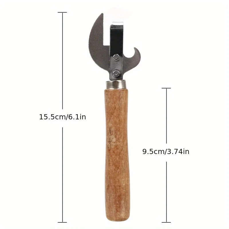 Easy Grip Premium Can Opener with Wooden Handle | Safe Manual Jar & Bottle Opener for Kitchen, Restaurants, and Bars view 4