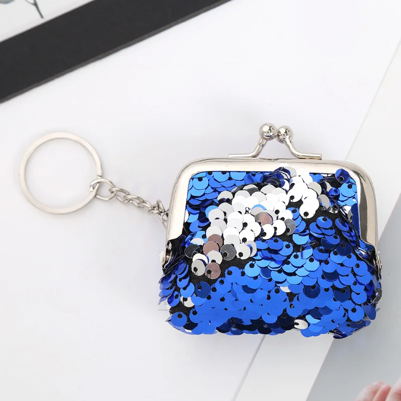 Women Paillette Mini Coin Purse Female Clutch Bag Metal Hasp Change Keychain Key Access Card Holder Small Wallet Money Bag