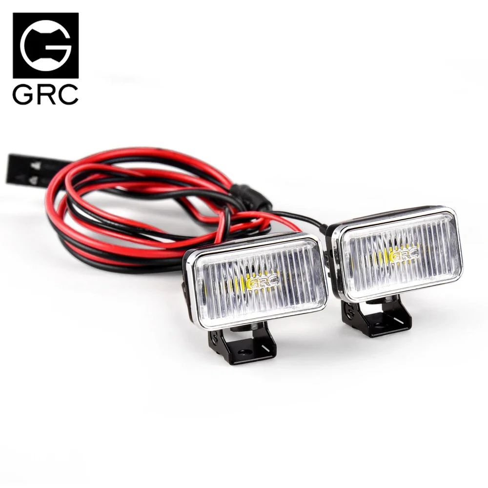 GRC 20mm Rectangle Spotlights Square Led Lights Searchlight for 1/10 RC Car TRX4 Defender Bronco SCX10 JK D90 D110 #G157UY/W