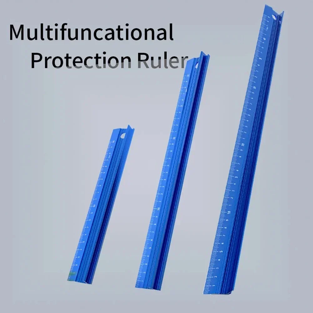 1pc Aluminum Alloy Tool Ruler High Precision AntiSlip Sewing Drawing Tool Engineers Drawing Tool Blue Tool Ruler