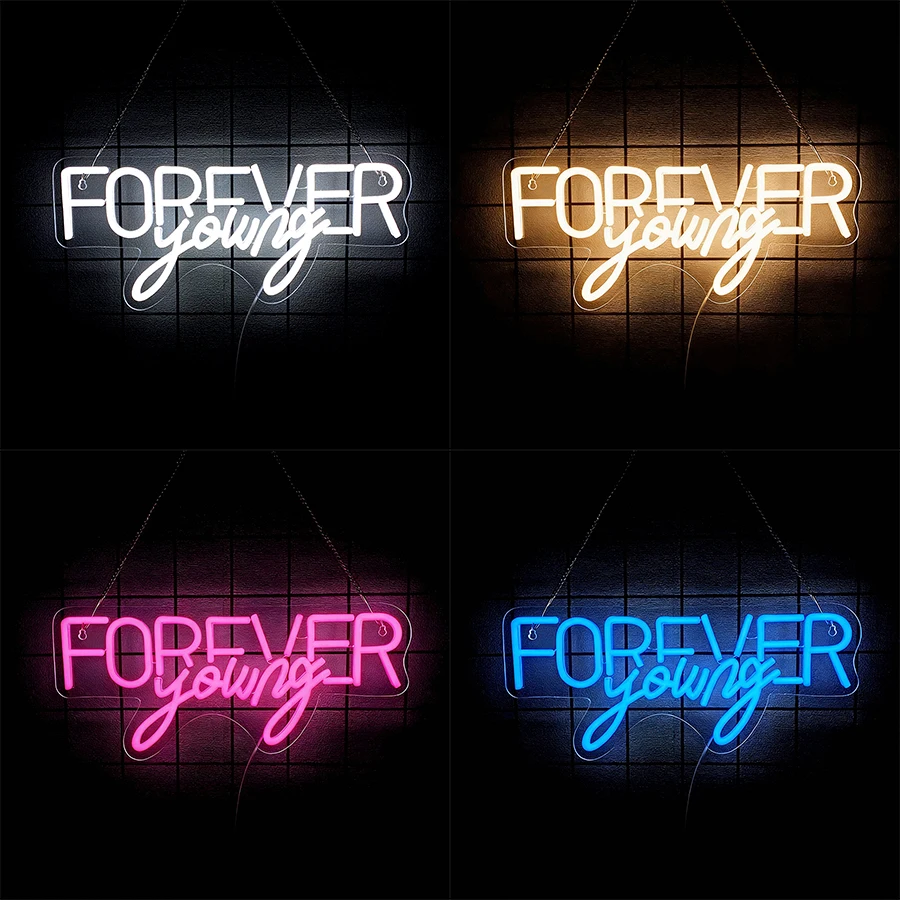 Forever Young Led Neon Sign, Letter Icon Usb Powered Light, Suitable For Bedroom, Living Room, Birthday Party, Anniversary Decor