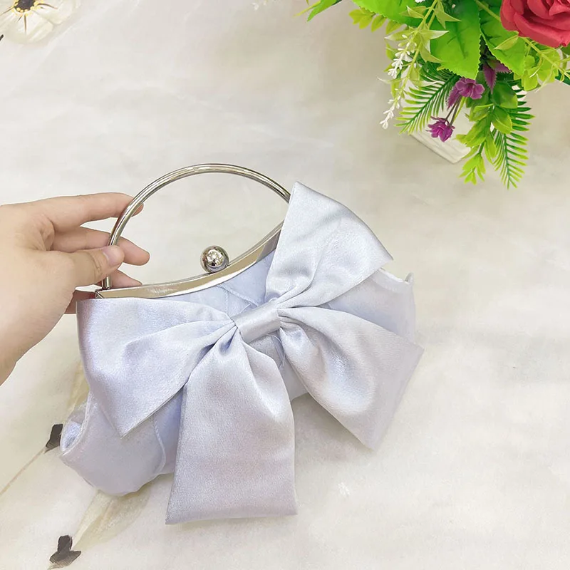 

Fashion Bowknot Prom Bow Bride White Purse Evening Day Clutch Bag Crossbody Shoulder Women Luxury Party Tote Wedding Day Bag