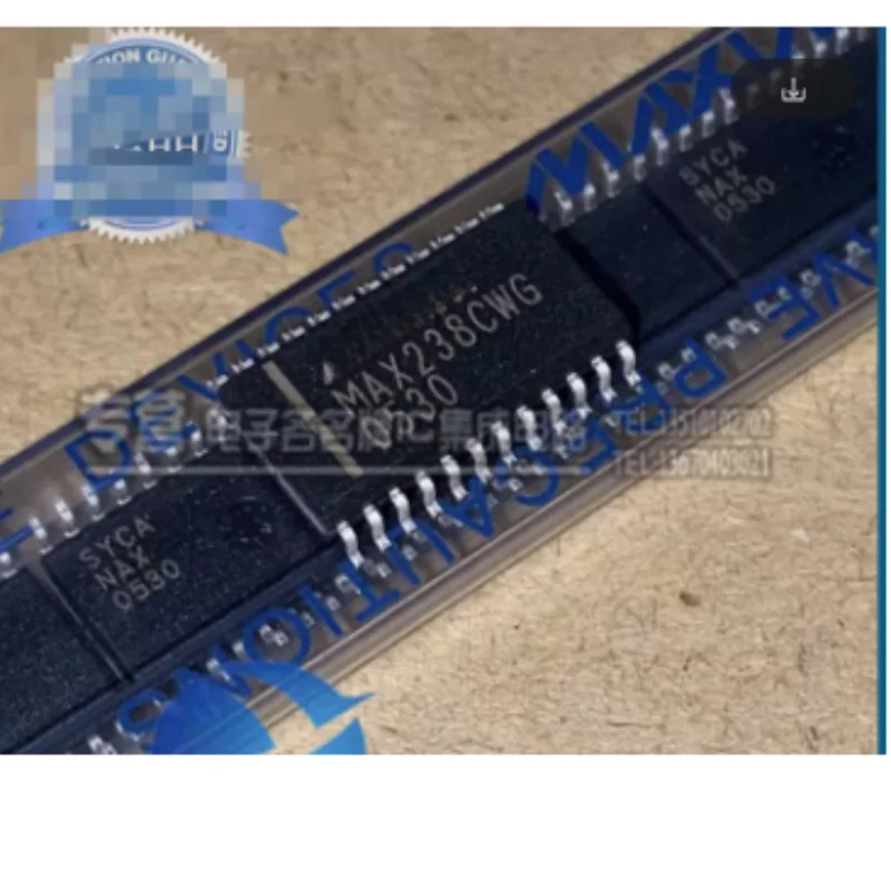 2PCS MAX238EWG SOIC-24 Wide 4/4 RS232 Transceiver 120Kbps 5V Maxim Original New