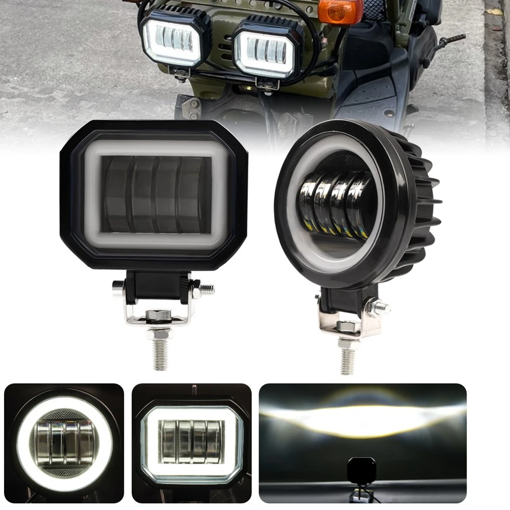 

Светодиодные противотуманные фары для вождения дневного и бездорожья, светодиодные фары 3 дюйма, 40 Вт, мотоциклетные лампы Halo для Jeep ATV 12 В 24 В, внедорожные рабочие фары