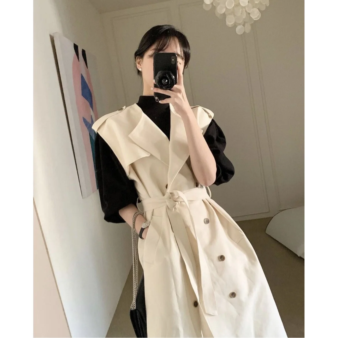 Fashionable Casual Style Double Breasted Coat Elegant Quality 2026 New Arrival Women's Mid-Length Windbreaker Jacket
