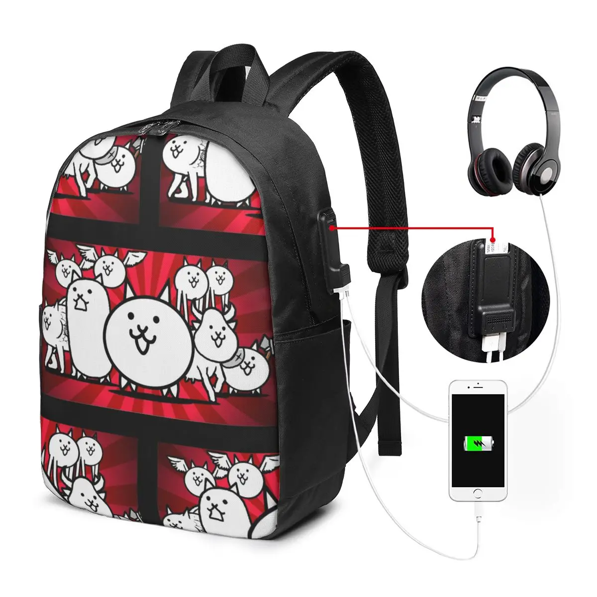 Nyanko Great War Battle Cats Backpack Travel Notebook Bag Computer College Student School Bag Laptop Shoulder Bags for Men Women