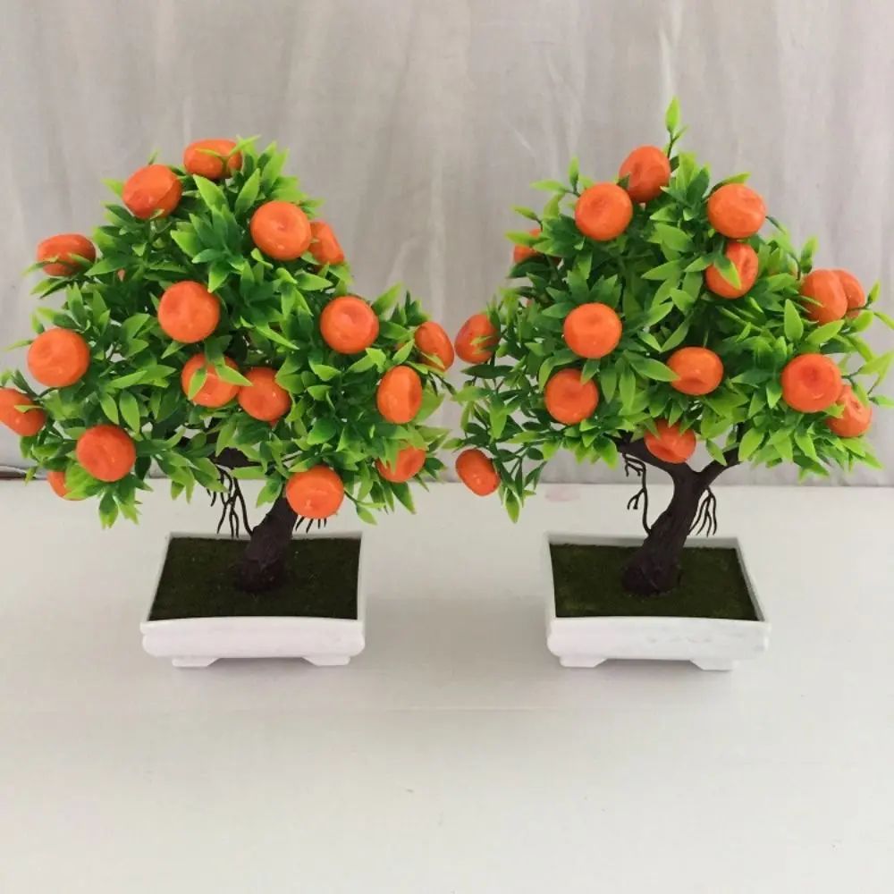 

NEW Multicolor Artificial Fruits Bonsai Pomegranate Chili Orange Berries Peach Fruit Tree potted Green Leaves Photo Props