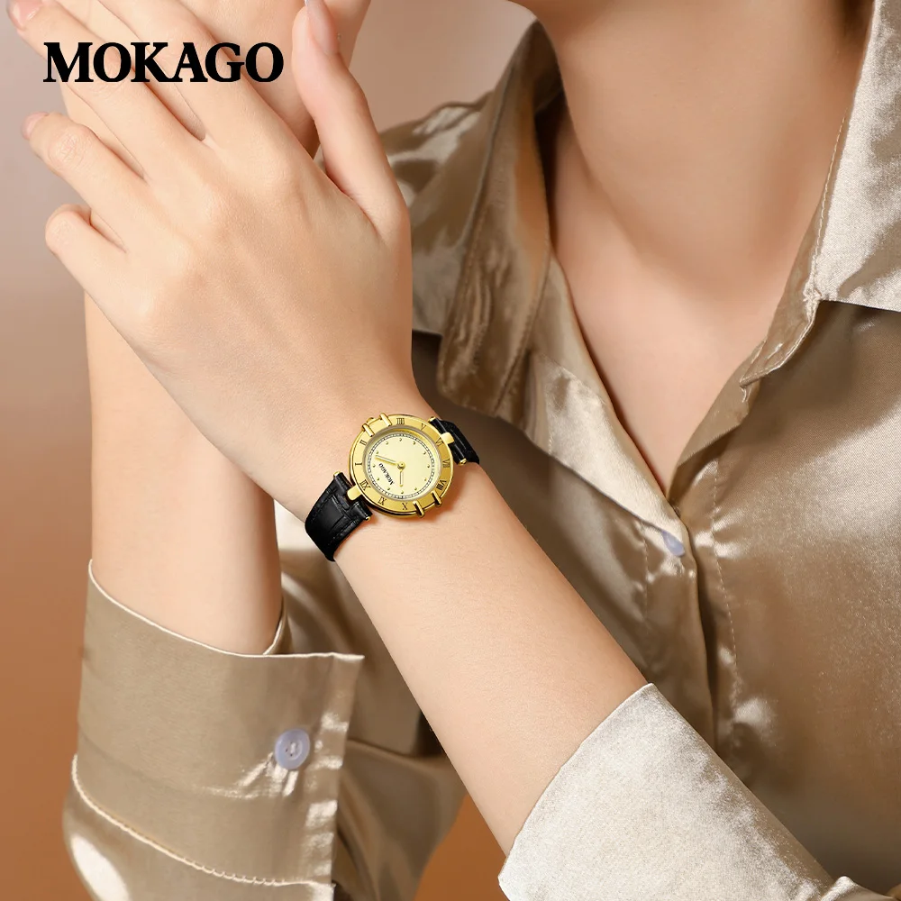 Retro Elegant Woman Watches Quartz Japanese Genuine Leather Wrist Watch Business Classic Fashion Ladies Watch with Roman Number