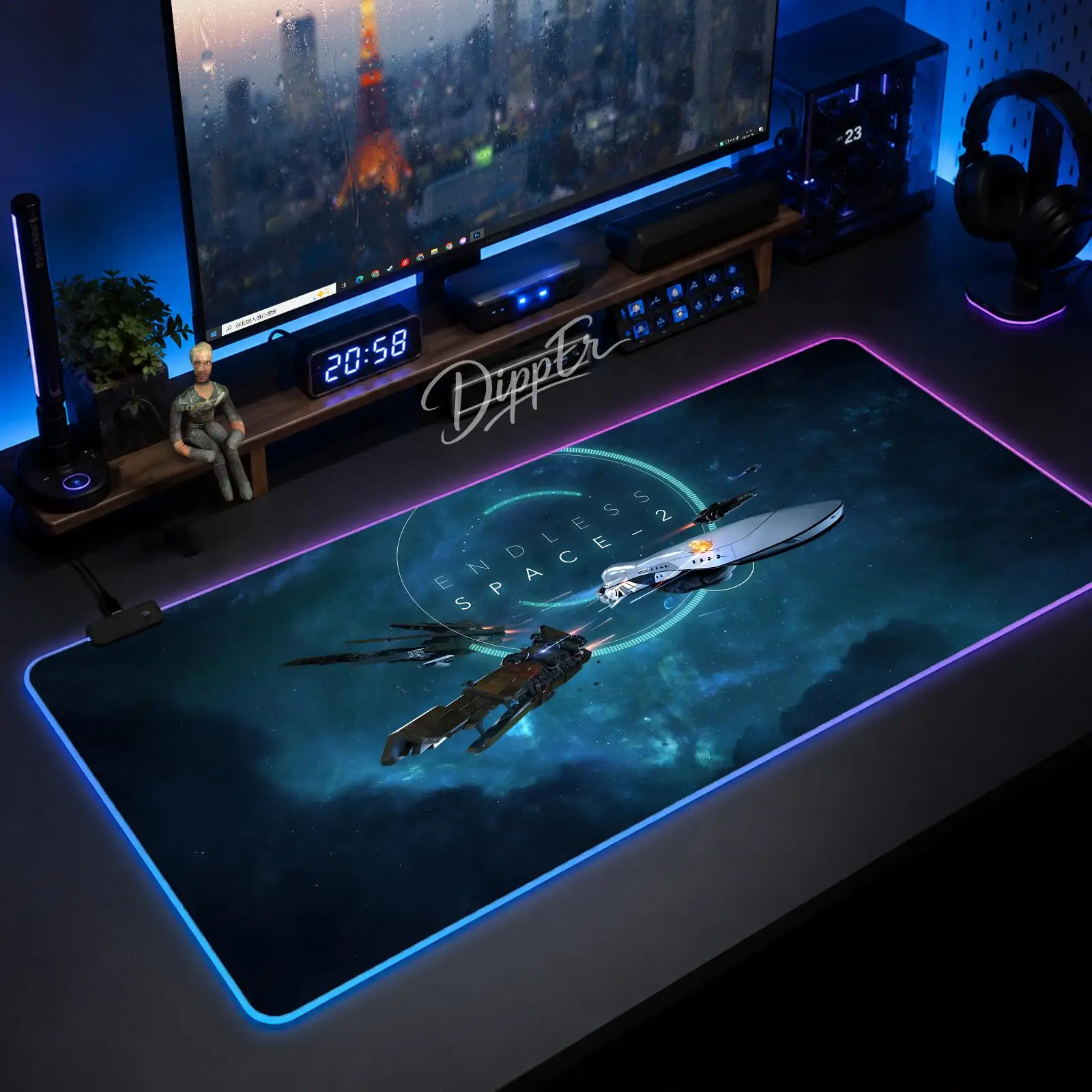 

Endless Space Mouse Pad Gaming Anime Mouse Pad XXL RGB Desk Mats LED Table Pads Backlit Rubber Desktop