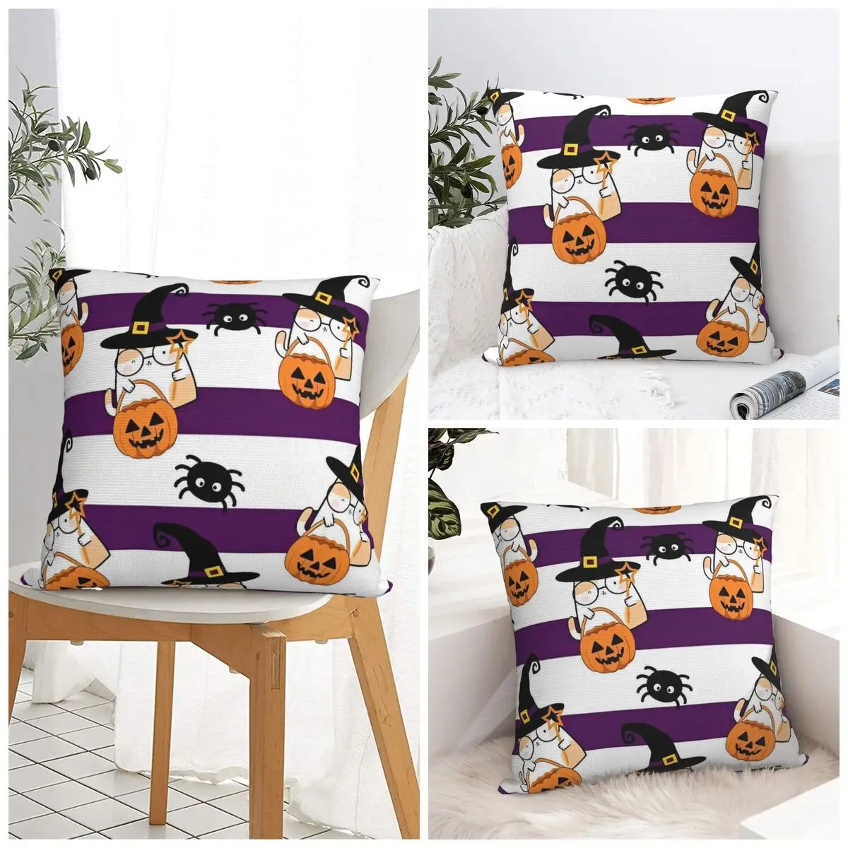 

Halloween Theme Pattern Pillow Case Cushion Cover Polyester Custom DIY Pillow Cover Cute Funny Pillowcases For Living Room Chair