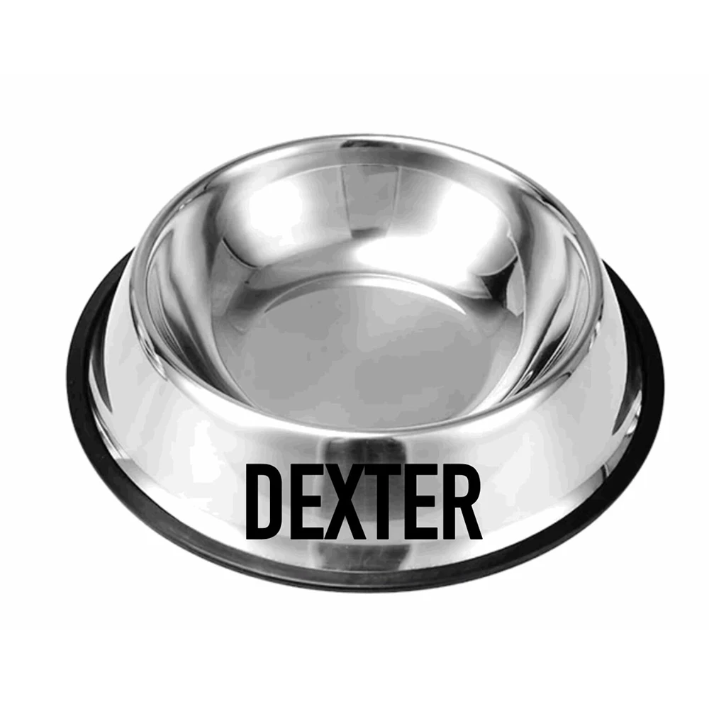 Personalized Custom Name Dog Cat Pet Water Food Bowl Pet Gift Non Slip Rubber Grip Stainless Steel Colored