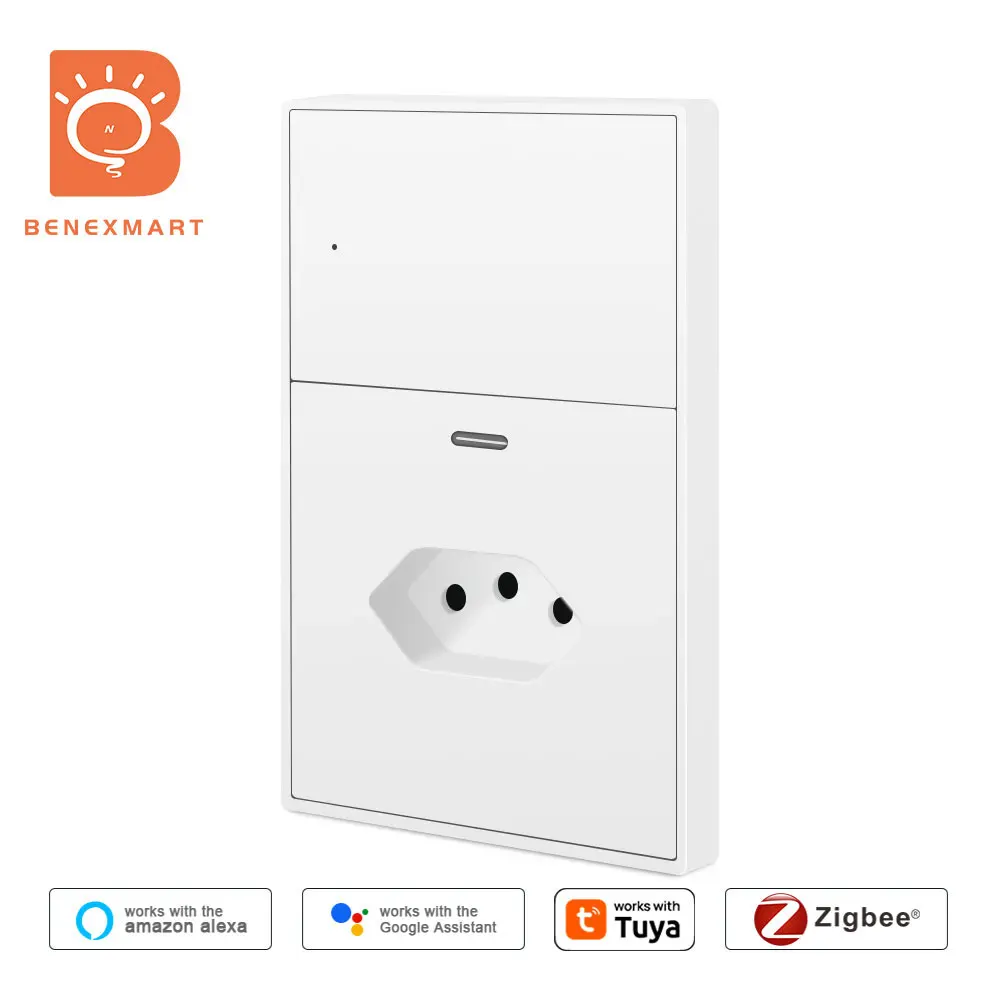 Zigbee 10A Brazil Outlet with Type-C Charging Port Brazilian Socket Work with Tuya Google Home Smartthings Homekit via M1 Hub