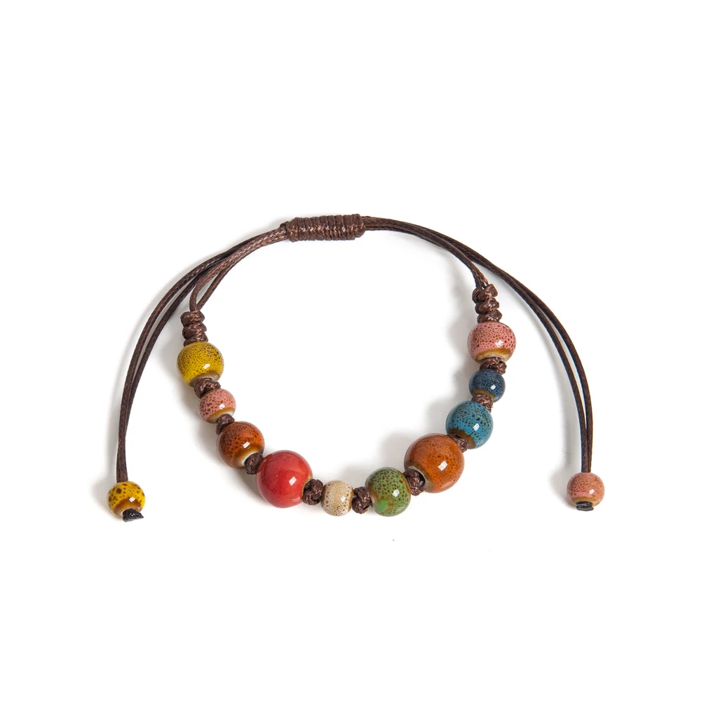 Colorful Handmade Ceramic Bracelet Adjustable Vintage Style Jewelry for Women and Men 1156 image 6