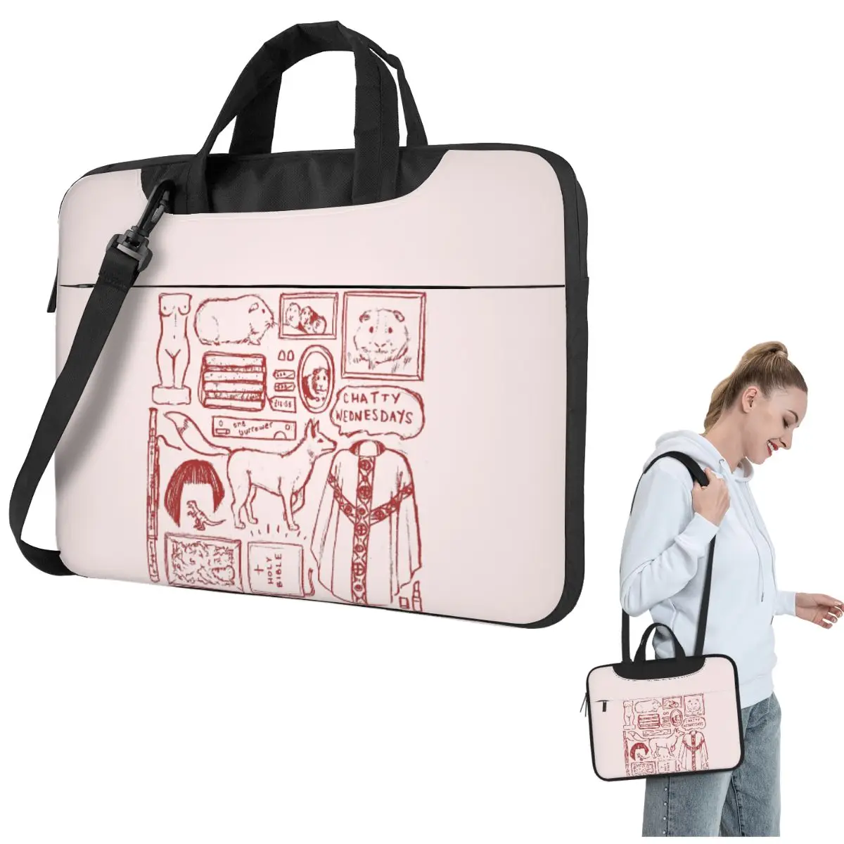 

FLEABAG иллюстрация через плечо сумка для ноутбука чехол сумка для компьютера 13, 14, 15,6-дюймовый чехол для ноутбука Macbook Pro